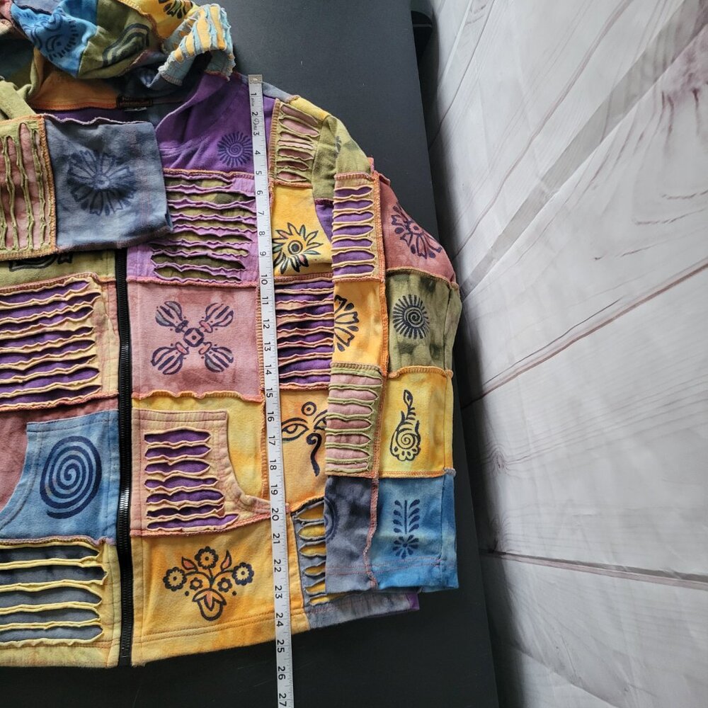 Rising International 100% Cotton Hooded Full Zip Women’s L Multi Color Sweater - Picture 6 of 6